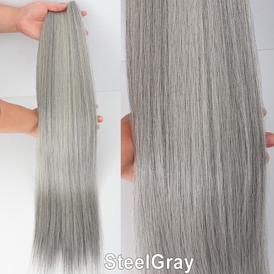 Cabelo Sintético Russo Liso de 65cm 200g, Extensões de Cabelo de Fibra com Bio Proteína Resistente ao Calor, Rabo de Cavalo para Cosplay