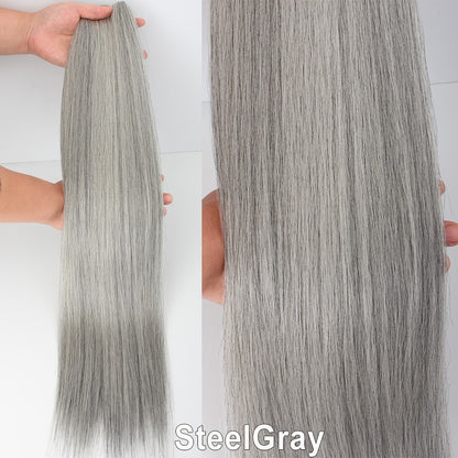 Cabelo Sintético Russo Liso de 65cm 200g, Extensões de Cabelo de Fibra com Bio Proteína Resistente ao Calor, Rabo de Cavalo para Cosplay