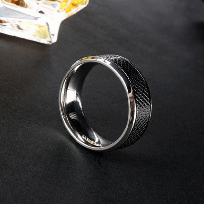 Anéis masculinos de aço inoxidável de alta qualidade, anel preto e branco de titânio estilo ocidental para joias de moda