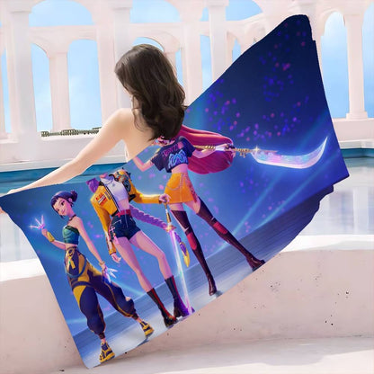 Kpop D-demon Hunters Beach Towels Shower Towel Sauna Travel Spa Microfiber Quick Dry Gym Accessories Cute Room Decor