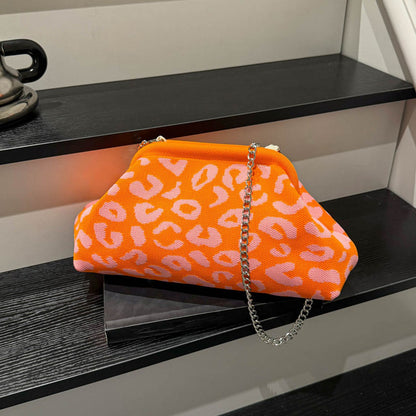 Dopamine Leopard Print Clutch Bag with Detachable Strap Leopard Crossbody Bag Women's Fashion Handbags for Women and Girls