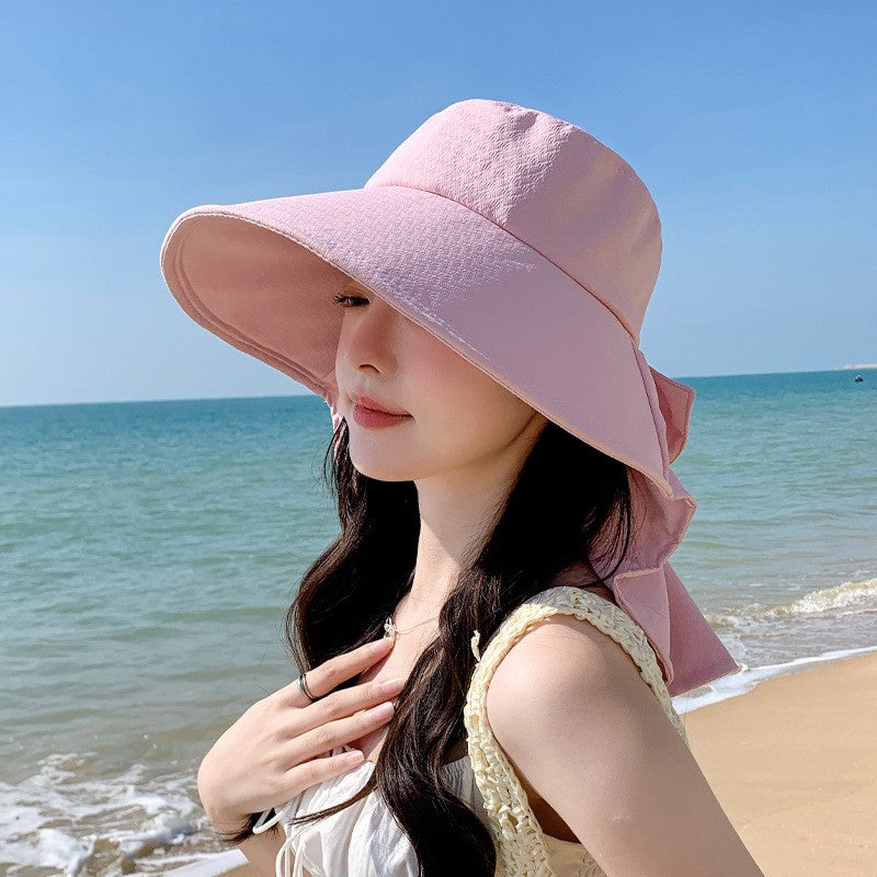 summer sun hat female sunscreen UV face protection neck protection outdoor cycling mountaineering beach large brim hat