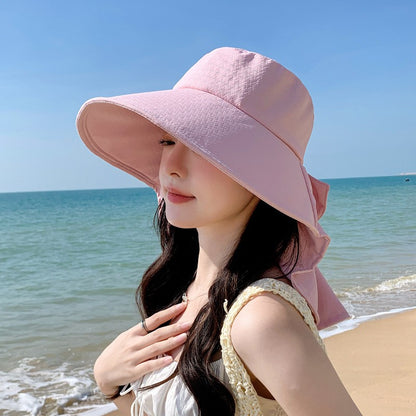 summer sun hat female sunscreen UV face protection neck protection outdoor cycling mountaineering beach large brim hat