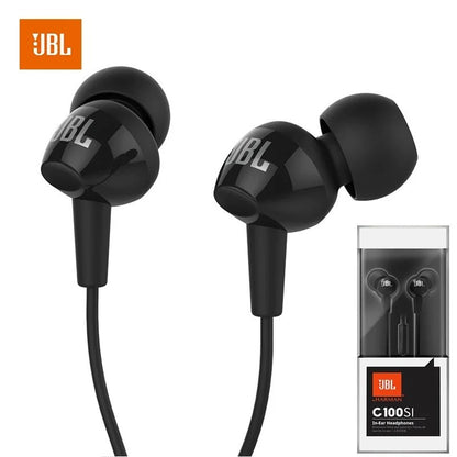 Fone de ouvido intra-auricular com fio JBL C100SI, estéreo para aulas on-line, jogos, com microfone para chamadas, arejado, para uso em laptop e reuniões