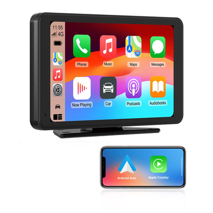 Wireless CarPlay Screen for Car 7" HD Portable Stereo Touchscreen For Apple CarPlay & Android Auto CarPlay Screen with Backup