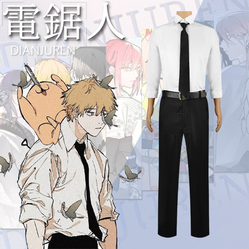 Chainsaw Man Denji Cosplay Costume Full Set Public Safety Devil Hunter Uniform Wig Shirt Pants Halloween Party Outfit for Adults