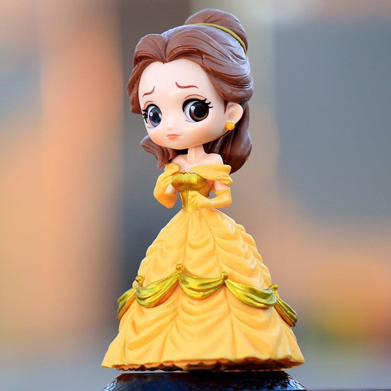 14-16cm Princesa Q Posket Branca de Neve Sereia Cinderela Bela Mulan Jasmine Sininho Aurora PVC Boneco de Ação Brinquedo Presentes para Crianças