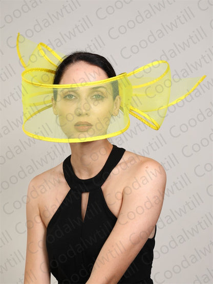 Fascinator de Véu Branco Elegante Chapéu Feminino para Kentucky Derby Evento de Corrida Adorno de Cabeça de Moda Boné de Rede Chapeau para Eventos Femininos