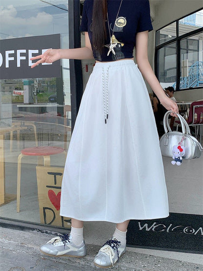 Plus Size Skirt Women 2025 Summer New Fashionable High Elastic Waist A Line Skirt Korean Style Casual Long Skirt Woman