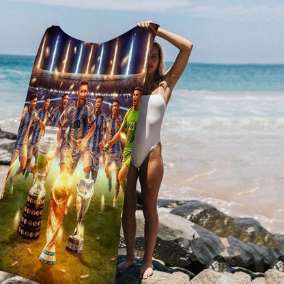 Toalha de Praia Estampada de Microfibra M-Messi, Estrela do Futebol, para Montanhismo, Yoga, Praia, Natação, Corrida, Absorvente e Macia