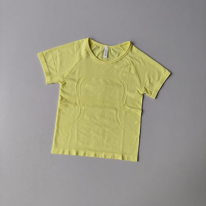 Sports Short-sleeved Women Casual Running T-shirt Tight Yoga Clothes Top Breathable Quick-drying Pilates Training Fitness Cloth