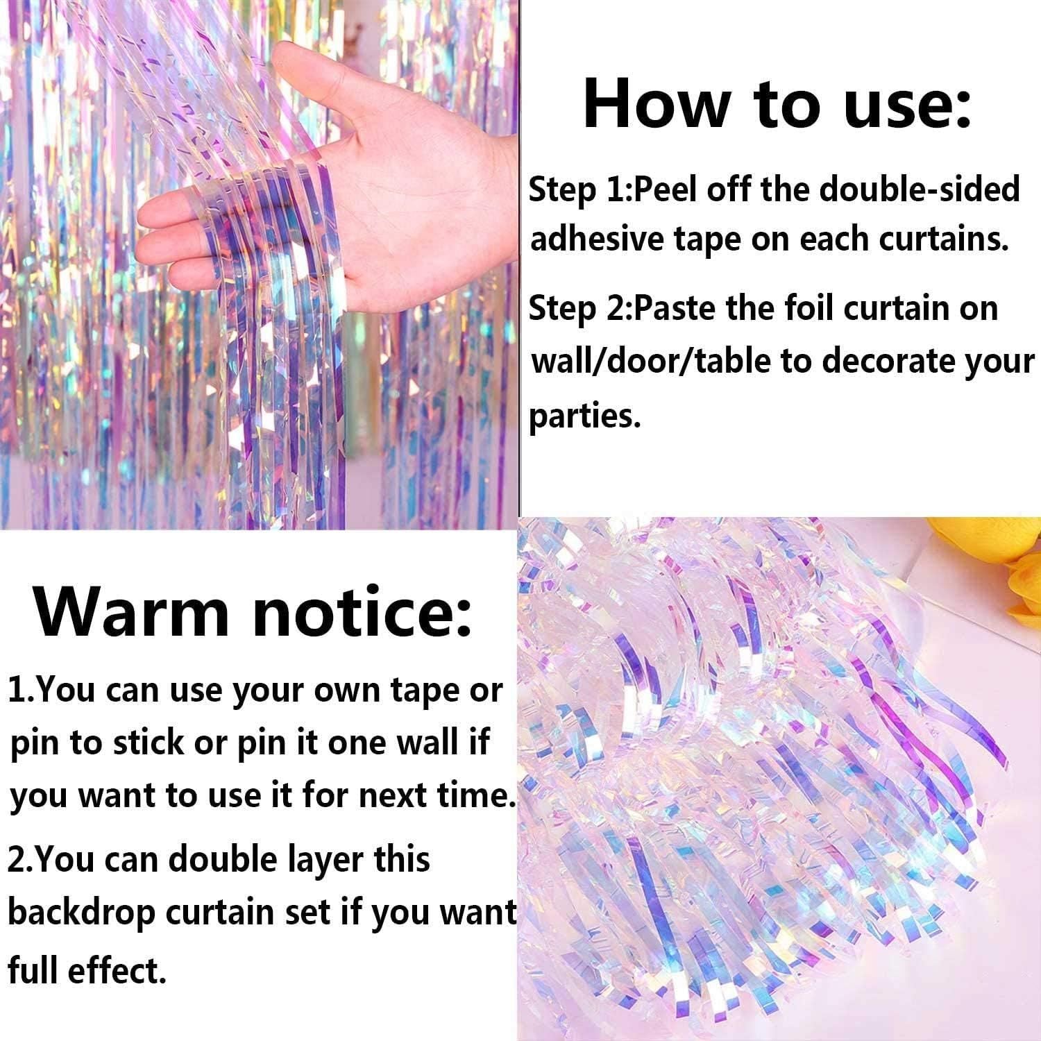 Shiny Corlorful Metallic Tinsel Foil Fringe Curtains Photo Booth Props for Engagement Bridal Shower Celebration Party Decoration