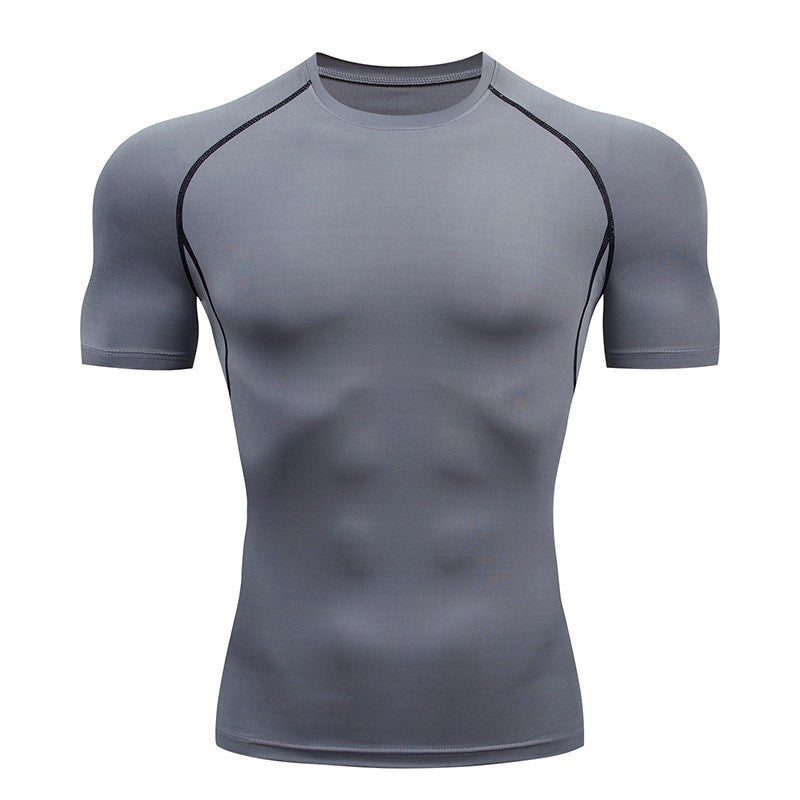 Men Compression Running T Shirt Fitness Tight Short Sleeve Tshirt Training Jogging Shirts Gym Sportswear Quick Dry Rashgard