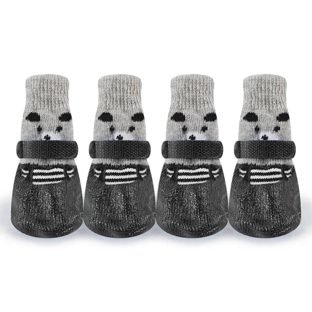 Outono Inverno Cão de Estimação Sapatos Meias Impermeáveis Gatos Cães Meias de Borracha Antiderrapantes Cão Botas de Chuva Neve Meias de Tricô Quentes para Cães
