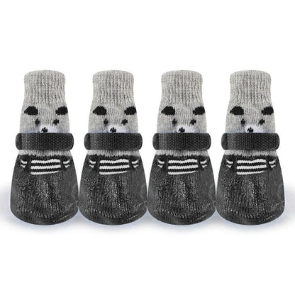 Outono Inverno Cão de Estimação Sapatos Meias Impermeáveis Gatos Cães Meias de Borracha Antiderrapantes Cão Botas de Chuva Neve Meias de Tricô Quentes para Cães