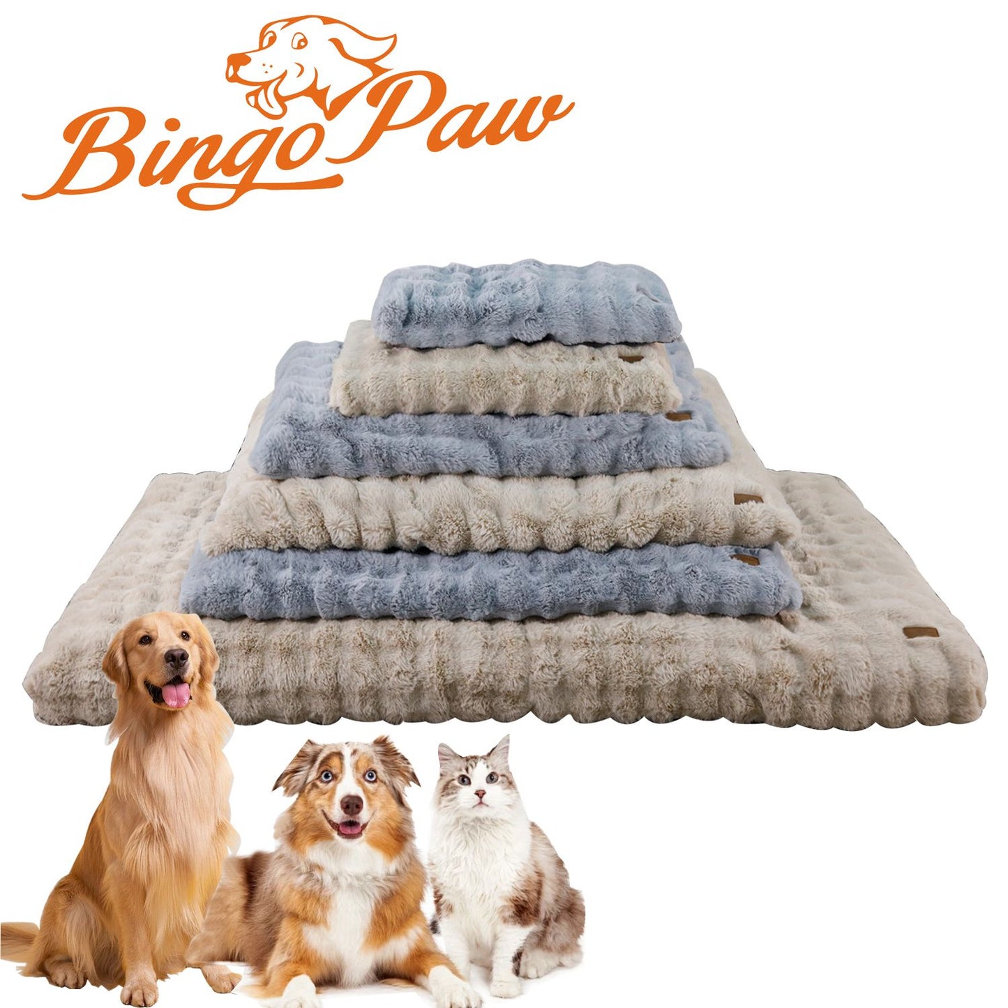 Cama M-4GG para Cães de Pelúcia Ultra Macia Cama Calmante para Gatos Base de Espuma Mais Espessa Cama para Caixas Múltiplas Opções de Tamanho para Cães