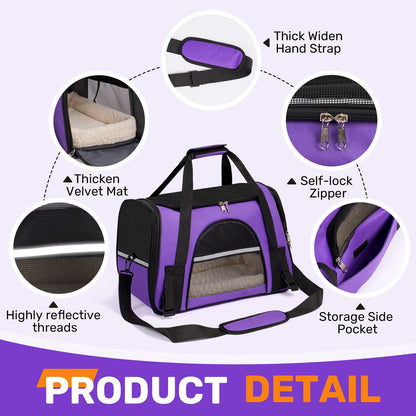 Transportador para Cães Pequenos, Transportadores de Animais de Estimação Pequenos e Médios de até 6,8 kg, Transportador para Gatos com Laterais Macias, Bolsa Portátil Dobrável para Gatos e Cães, Aprovado por Companhias Aéreas