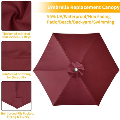 Parasol Replacement Cover 6 Ribs/8 Ribs Market Patio Umbrella Cloth Canopy Cover Waterproof Sunshade For Outdoor Garden