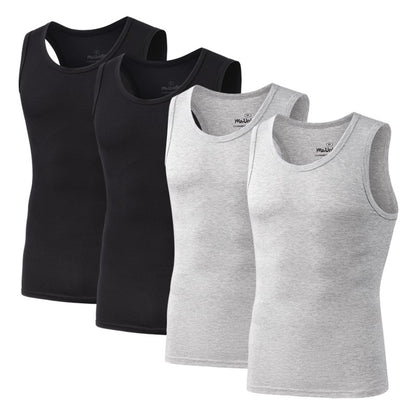 4Pcs/Pack Man Sleeveless T-shirt Solid Color Men's Tank Top Bamboo Fiber Undershirts Men Vest Suitable wear inside or outside