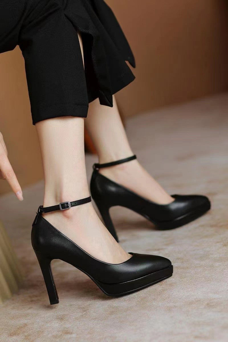 BCEBYL Spring and Autumn Casual Fashion Pointed Toe Elegant Sexy Comfortable Buckle Banquet Wedding Stiletto Heel