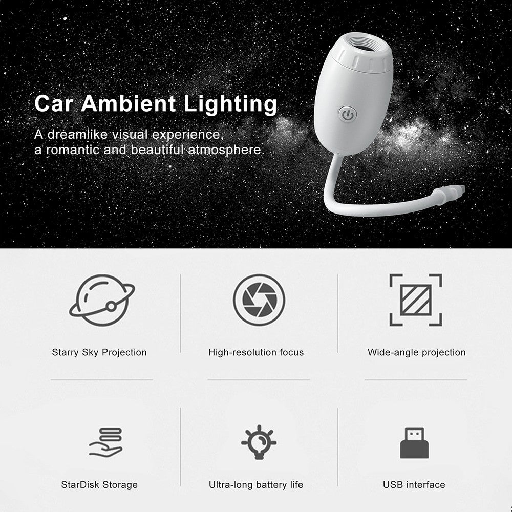 USB Car Atmosphere Projector Light Car Interior Ambient Light LED Starry Star Light Party Decor Romantic Saturn Galaxy Light