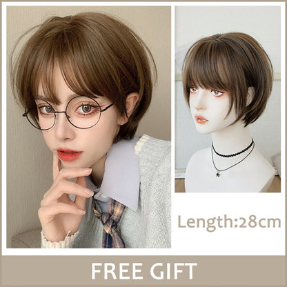 LM Medium Length Pink Cosplay Wig Heat Resistant Costume Party Synthetic Wigs 2 Clip On Ponytail 7 Colors