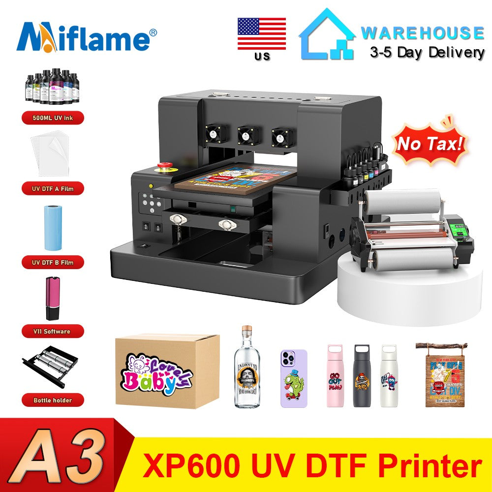 A3 UV Printer XP600 UV Flatbed Printing Machine with Varnish A4 A3 UV DTF Printer For Pen Metal Wood Acrylic UV Sticker Printer