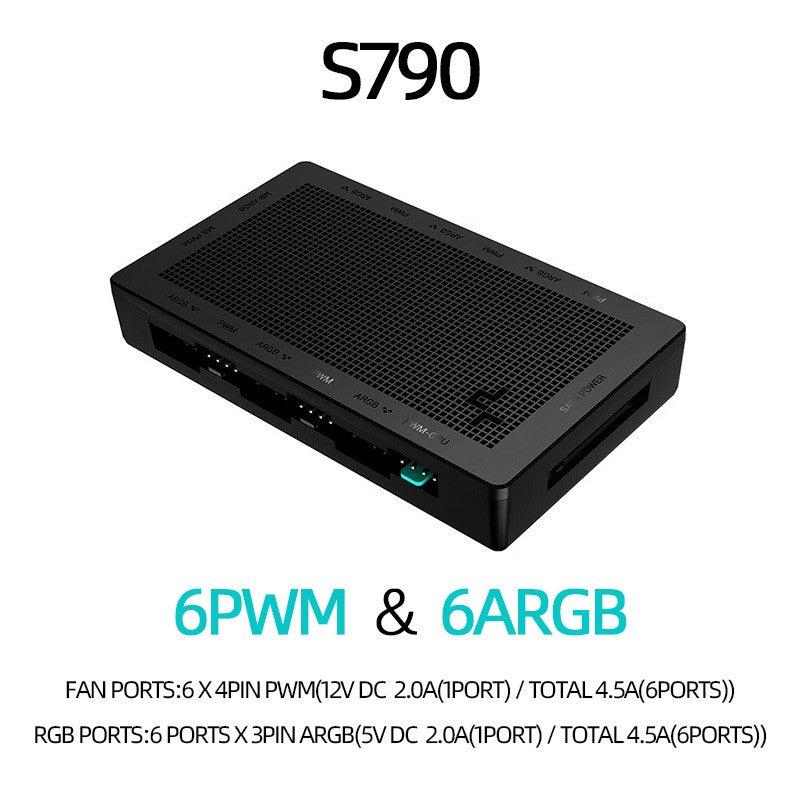 DeepCool Fan HUB PWM 5V 3pin ARGB Magnetic Attraction Fan HUB Splitter SATA Power Control Connect Motherboard