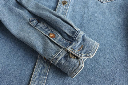 Autumn New American Retro Heavyweight Single Pocket Denim Cargo Shirt Men's Simple 100% Cotton Washed Casual Blouses Thin Jacket
