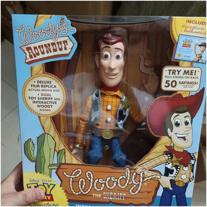 Bonecos de Ação Woody Disney Pixar Toy Story 40cm com Som de Filme em Inglês, Boneco de Personagem, Vaqueiro de Pano, Presente de Aniversário para Crianças