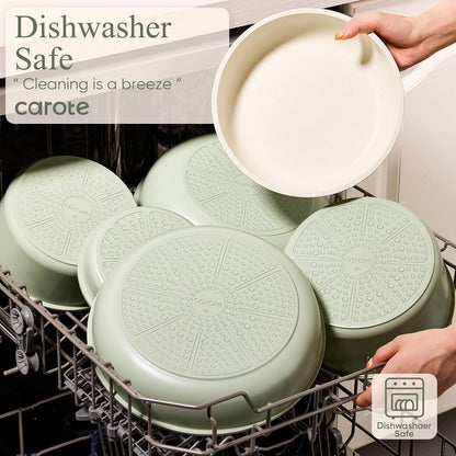 Conjunto de Panelas de 25 Peças Antiaderente, Conjunto de Utensílios de Cozinha, Conjunto de Cozinha, Seguro para Forno/Lava-louças/Geladeira, Conjunto de Panelas que Economiza Espaço, Conjunto Antiaderente
