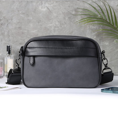 Luxury Business Shoulder Bag for Men Design Plaid PU Leather Messenger Bag Crossbody Bag Casual Zipper Small Square Sling Bag
