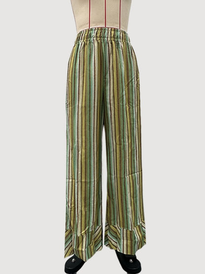Fashion Printed Striped Wide-leg Long Pants Women's New Spring Autumn Loose Casual High-waisted Slimming Beach Long Pants Female