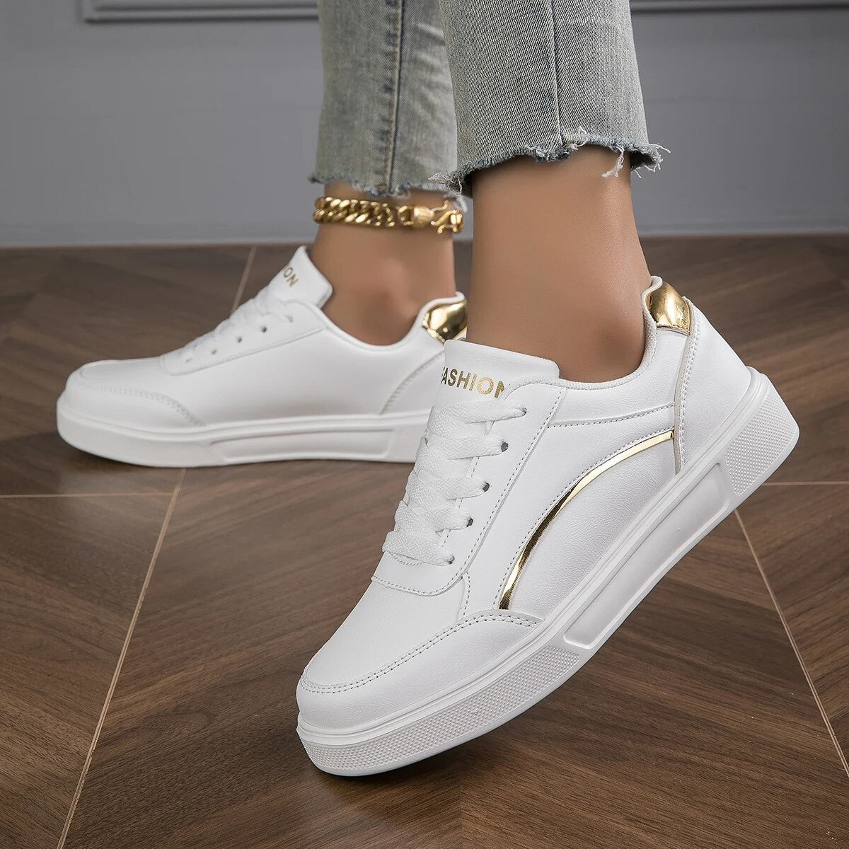 Baasploa Tênis Casual Feminino de Couro com Plataforma para Mulheres Clássicos Confortáveis Sapatos de Skate Antiderrapantes