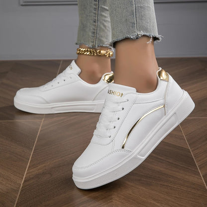 Baasploa Tênis Casual Feminino de Couro com Plataforma para Mulheres Clássicos Confortáveis Sapatos de Skate Antiderrapantes