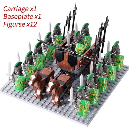 Castelo Medieval Cavaleiros Guerreiros Espartanos Cruzados Legião Romana Infantaria Cavalo de Guerra Carruagem Blocos de Montar Brinquedo de Figuras