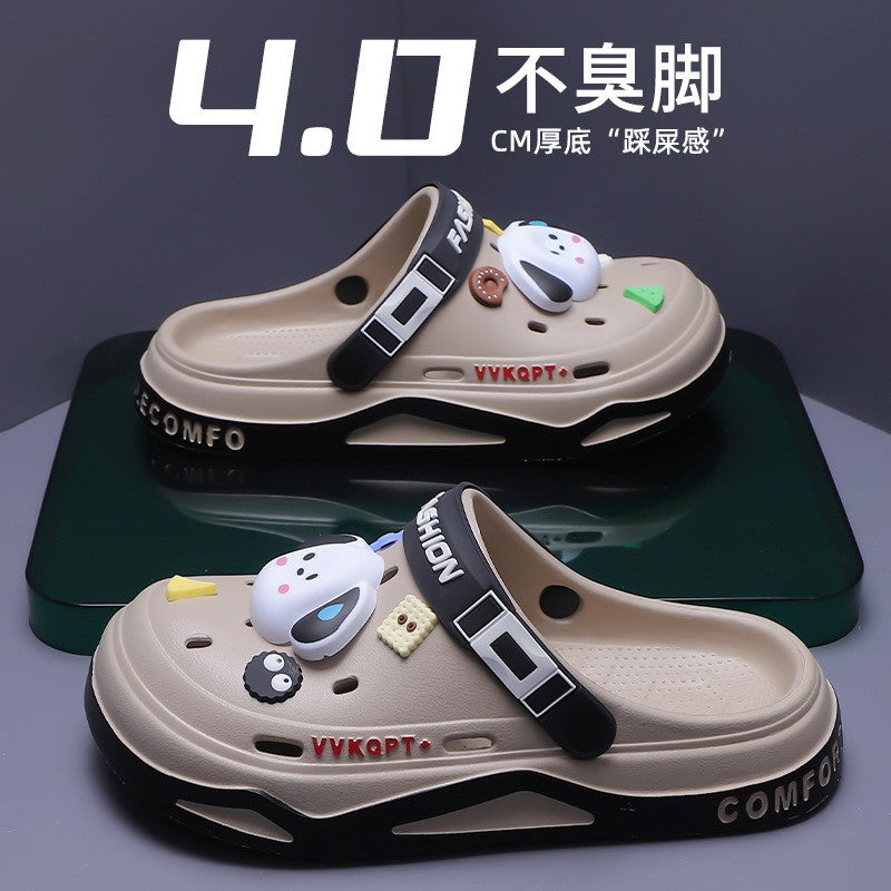 Summer Hole Shoes Men Wear Casual Fashion Non-slip Portable Sports Sandals Beach Step on Toe Breathable Slippers for Men Outdoor