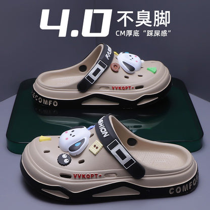 Summer Hole Shoes Men Wear Casual Fashion Non-slip Portable Sports Sandals Beach Step on Toe Breathable Slippers for Men Outdoor