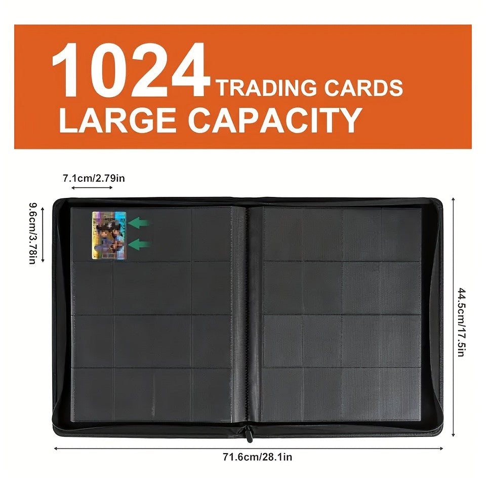 Fichário para Cards Colecionáveis com 1024 Bolsos, Pastas Premium para 16 Bolsos, Álbum de Cards com Carregamento Lateral para YuGiOh, MTG, TCG Card