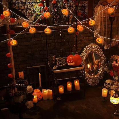 Halloween Party Lights Ourdoor&Indoor Decorations 10/20 LED Pumpkin String Lamp Battery Powered for Room Party Festival Decor