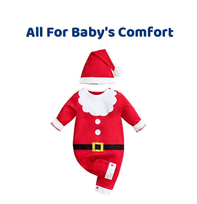 Christmas Santa Claus Newborn Baby Girl White Jumpsuit Costume Romper Boy Long Sleeve 100% Cotton Clothes Spring and Autumn Cute