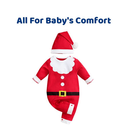 Christmas Santa Claus Newborn Baby Girl White Jumpsuit Costume Romper Boy Long Sleeve 100% Cotton Clothes Spring and Autumn Cute