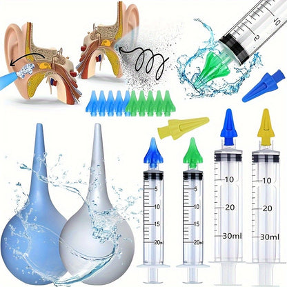 9 peças ferramenta eficaz para remover cera de ouvido com seringa para limpeza de ouvidos, kit de limpeza de ouvidos de viagem para limpeza suave dos ouvidos cera de ouvido