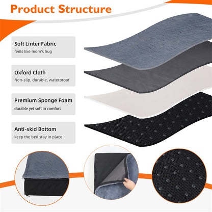 Cama Ortopédica Grande para Cães, Almofada Impermeável para Animais de Estimação, Colchão para Animais de Estimação 2 em 1, Cama de Caixa para Cães com Capa Removível e Lavável, Uso Interno e Externo