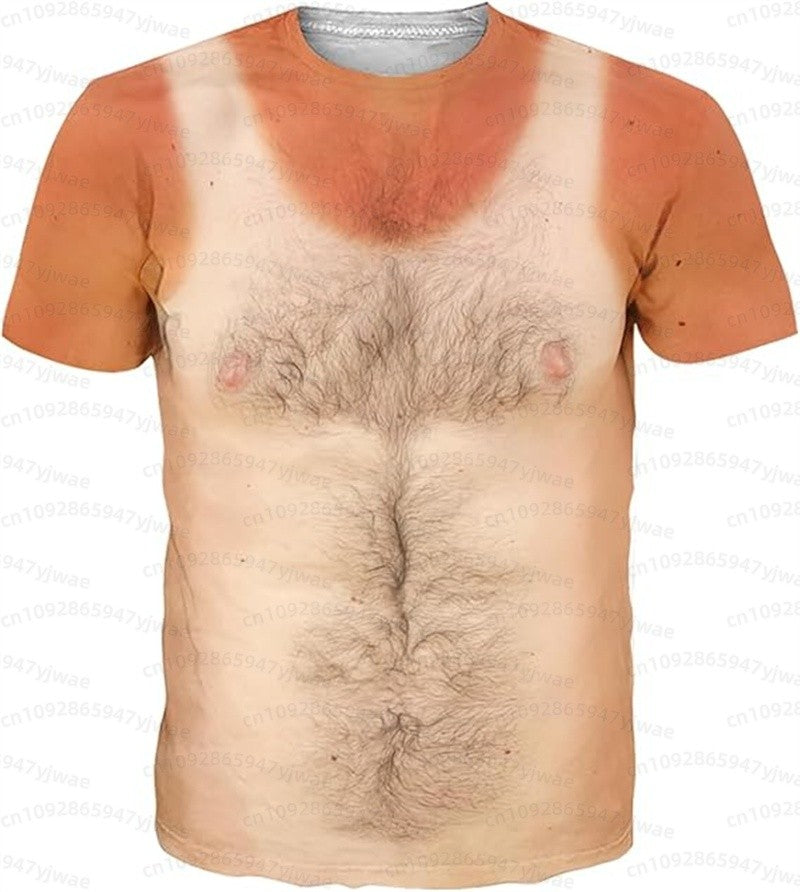 Funny muscular man pattern spoof 3D print sport Quick-dry Breatha men's T-shirt outdoor street role-playing  cosplay t-shirt