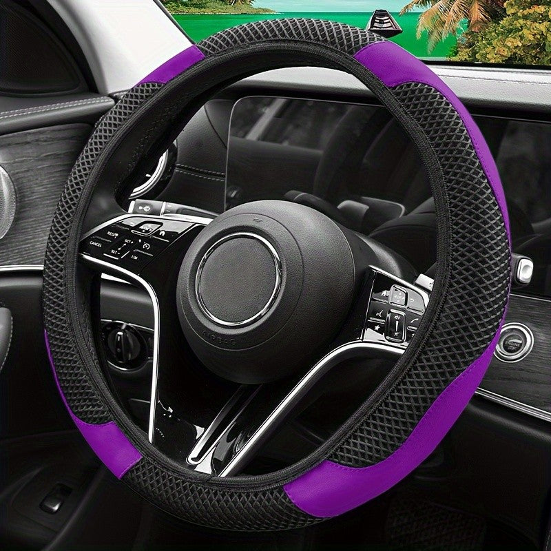 Capa de Volante de Malha de Seda Gelada Sem Anel Interno - Elegante, Respirável e Antiderrapante, Protetor de Volante de Carro 38cm Adequado para Carros