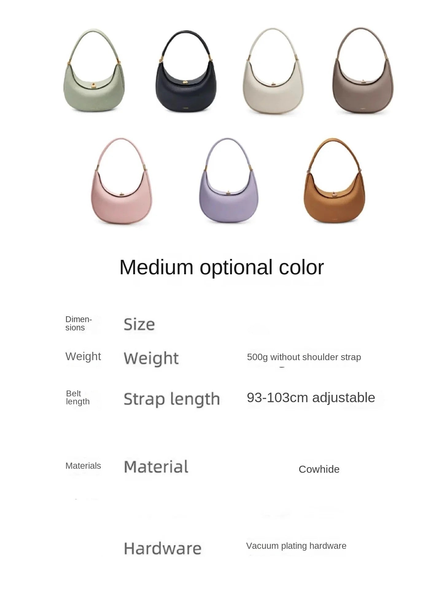 Songmont Crescent Bag Genuine Leather Mini For Women Sweet Style Magnetic Closure casual versatile pine crescent bag