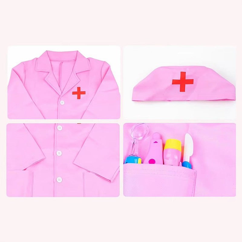 Kids Doctor/Nurse Clothing with Hat Children Cosplay Costumes Halloween Play the Role Props Uniform for Boys and Girls TMZ