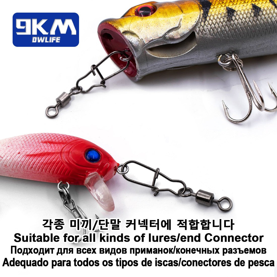 Giradores de Encaixe Duo-Lock 50~200 Peças Girador de Pesca Encaixe de Aço Inoxidável Latão Água Salgada Conectores de Barril Rotativo para Pesca