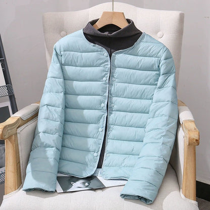 2025 New Lightweight Down Cotton Coat Women Autumn Winter Long Sleeve Slim Warm Parkas Female Portable Packable Ski Short Jacket